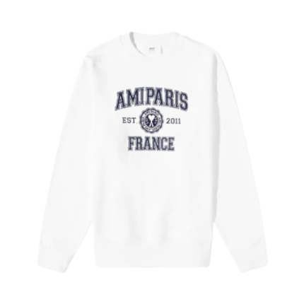 Ami Paris Varsity Logo Crew Sweat White