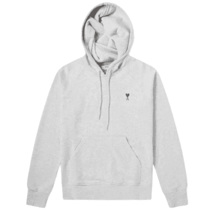 Ami Small Heart Popover Hoodie Heather Grey
